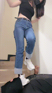 【槿一】牛仔裤黑丝白袜运动鞋-全体重踩踏 bf31665